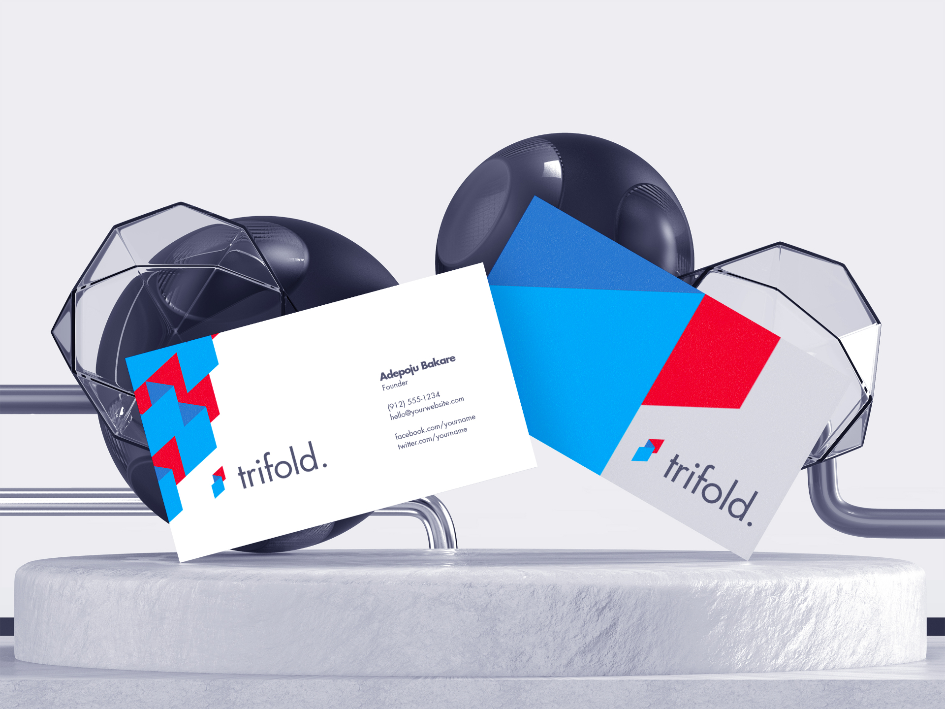 Trifold business card showcase